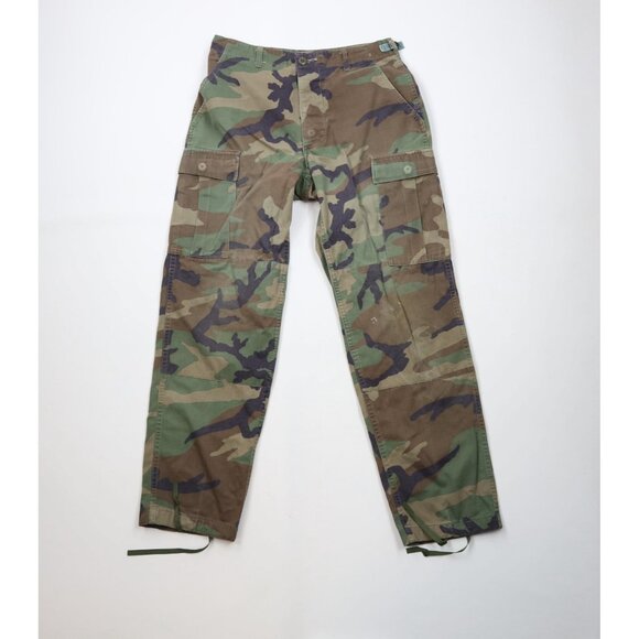 Vtg 90s Military Mens S Distressed Woodland Camouflage Combat Cargo Pants USA